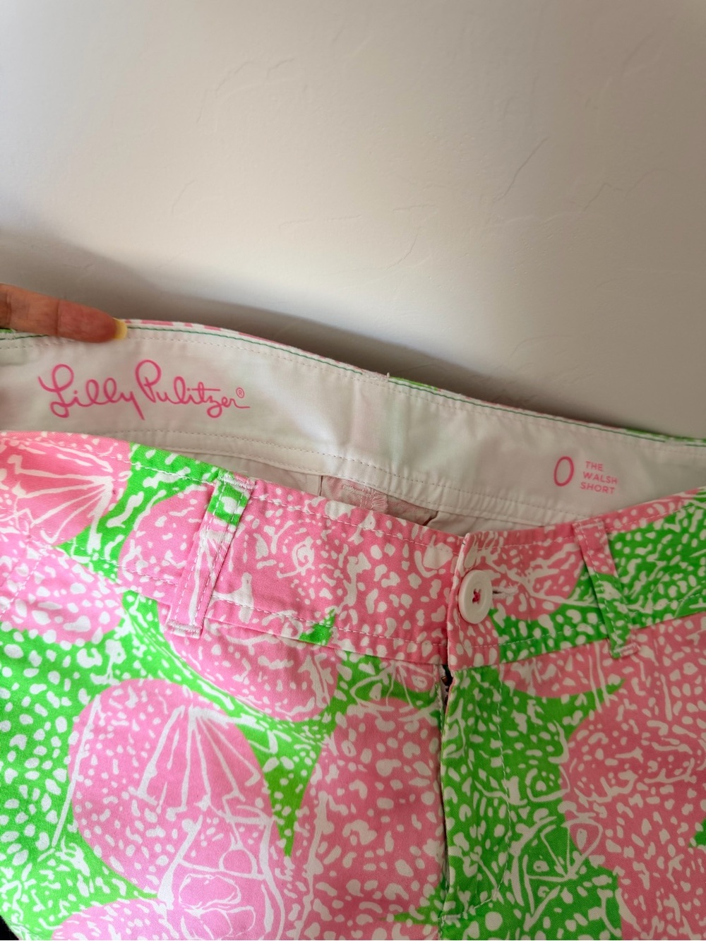 Lilly Pulitzer Pink & Lime Floral Print Cotton Blend Walsh Shorts - Picture 4 of 5